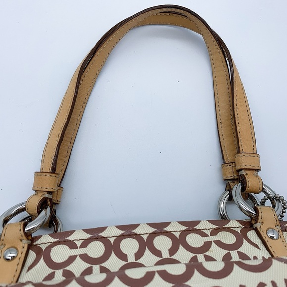 Coach Leah Optic Art Coated Canvas Crossbody Shoulder Bag in Brown Ivory - Picture 8 of 16